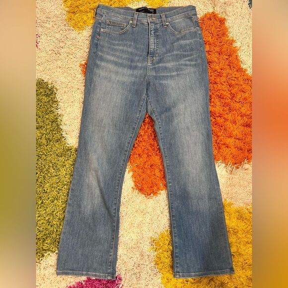🌸 VERONICA BEARD Carly Kick Flare High Rise Light Blue Jeans Size Small - Picture 3 of 8